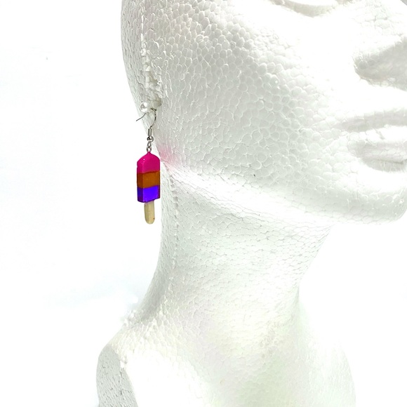 HANDMADE Popsicle Resin Art Dangle Earrings - Picture 2 of 10